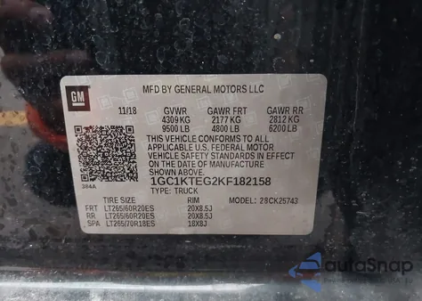 2019 Chevrolet Silverado 2500Hd Ltz from USA, damaged, VIN 1GC1KTEG5KE182158